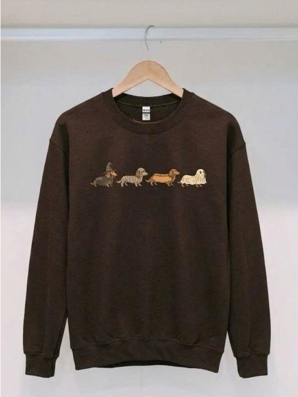 Halloween Dachshund Costume Wiener Dog Brown Crewneck Sweatshirt